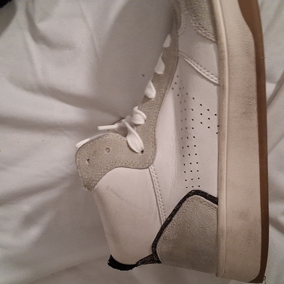 Steve Madden White and Silver High-Top Women's Leather Sneakers 9 - Picture 5 of 9